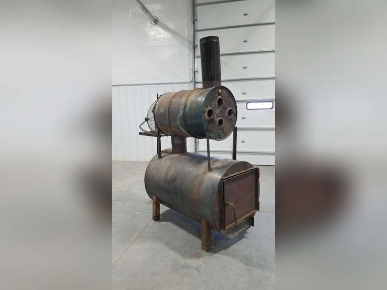 Double Barrel Wood Burning Stove, Adam Marshall Land & Auction, LLC
