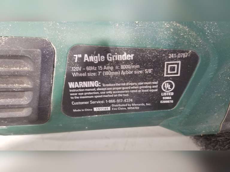 MasterForce 71/2" Angle Grinder Adam Marshall Land & Auction, LLC