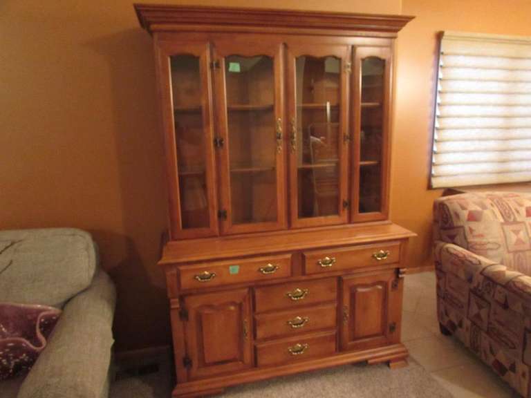 Tell City Hutch with Lighted Top 52" W x 75" T x 19" Deep Adam