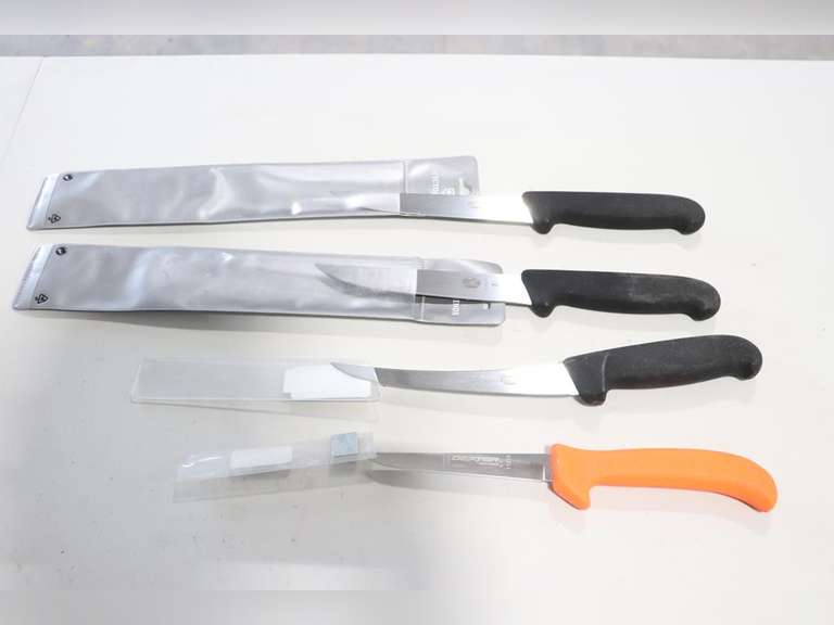 4 Knives, 3 are Victorinox, 1 is Dexter Adam Marshall Land & Auction, LLC
