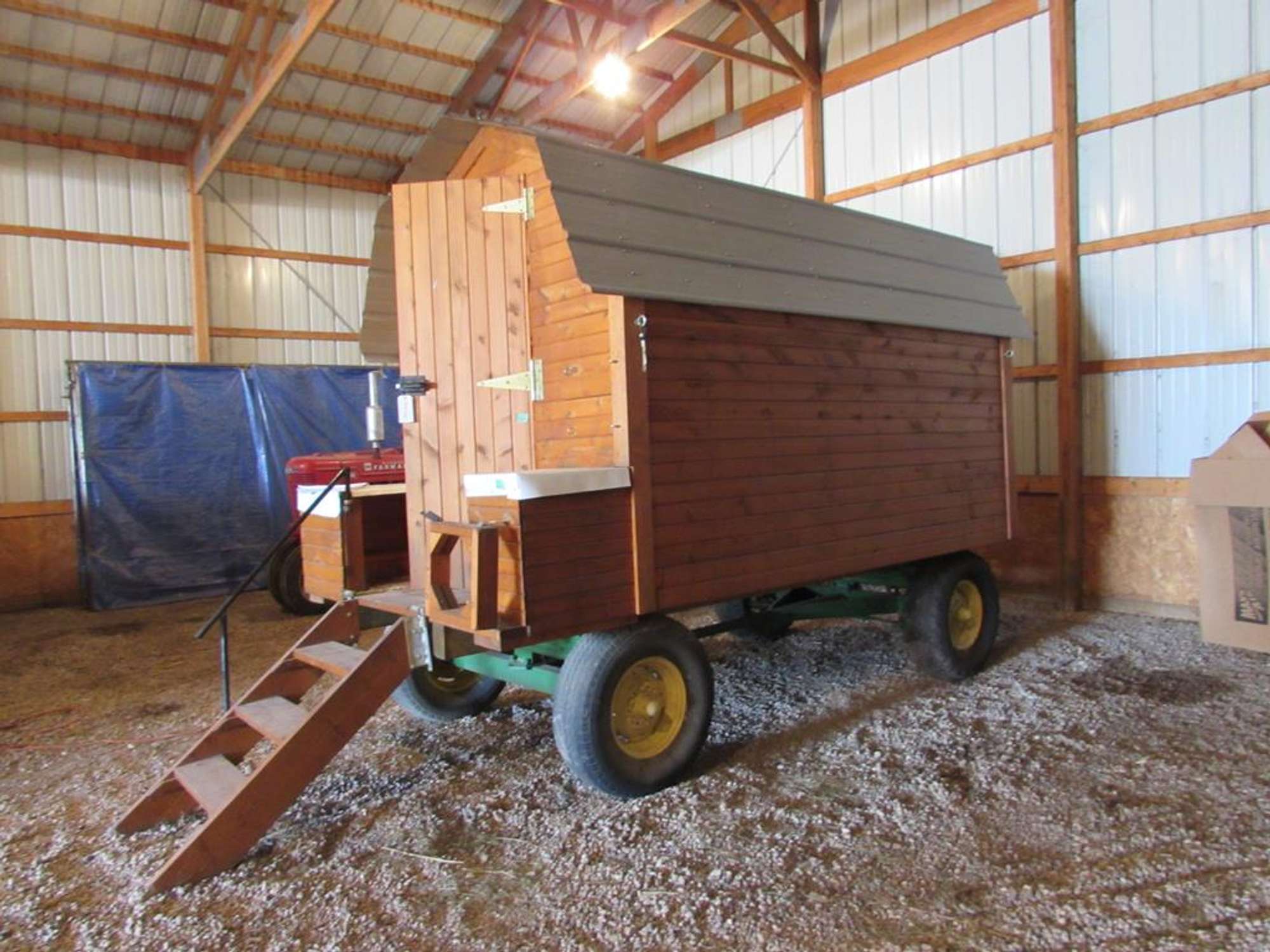 Sheep Herders Wagon 8' x 10' (JD Heavy Gear, Sleeping Bunk Bed with Storage  under,Cook Stove with tank, Tin Roof and Car Siding Plank Floor) Great for  Calving Season - Adam Marshall Land u0026 Auction, LLC