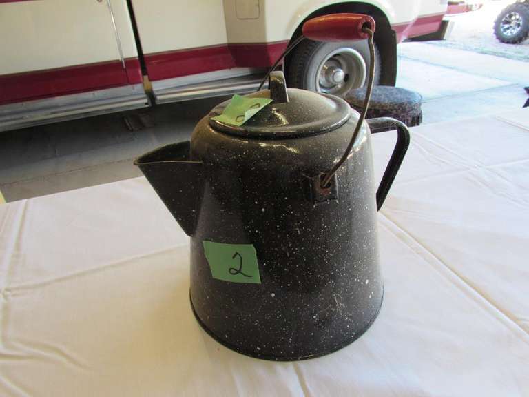 Cowboy Coffee Pot (wood handle) Adam Marshall Land & Auction, LLC