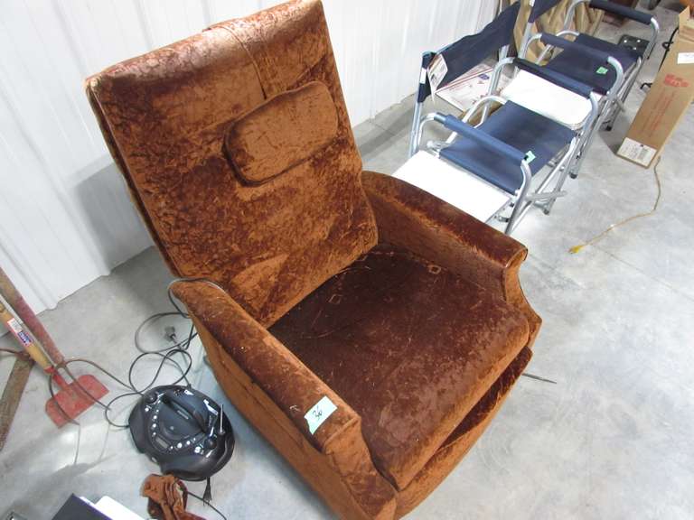 Orange recliner lift chair Adam Marshall Land & Auction, LLC