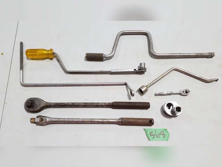 Assorted Tools Ratchet Socket Wrenches, Breaker Bar, Serpentine Belt