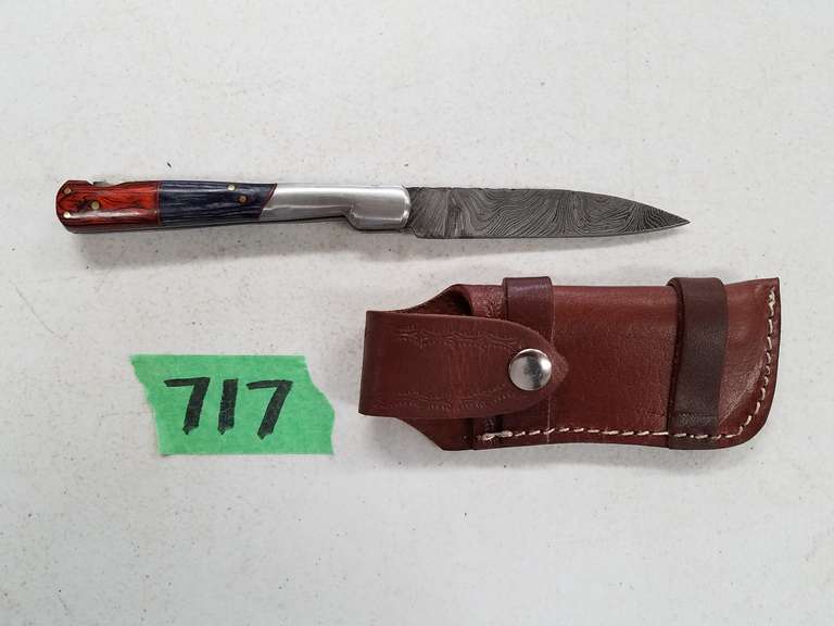 Damascus Steel Knife With Custom Handle and Sheath Adam Marshall Land