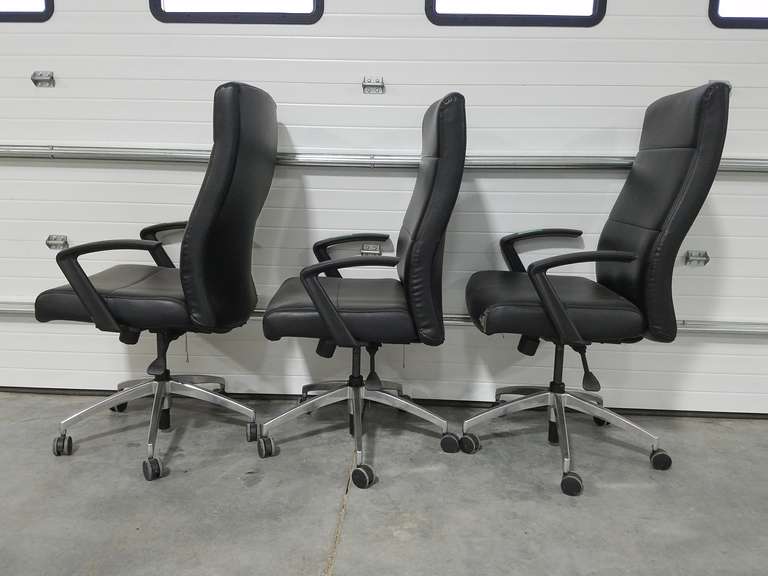 (3) Black Rolling Office Chairs Adam Marshall Land & Auction, LLC