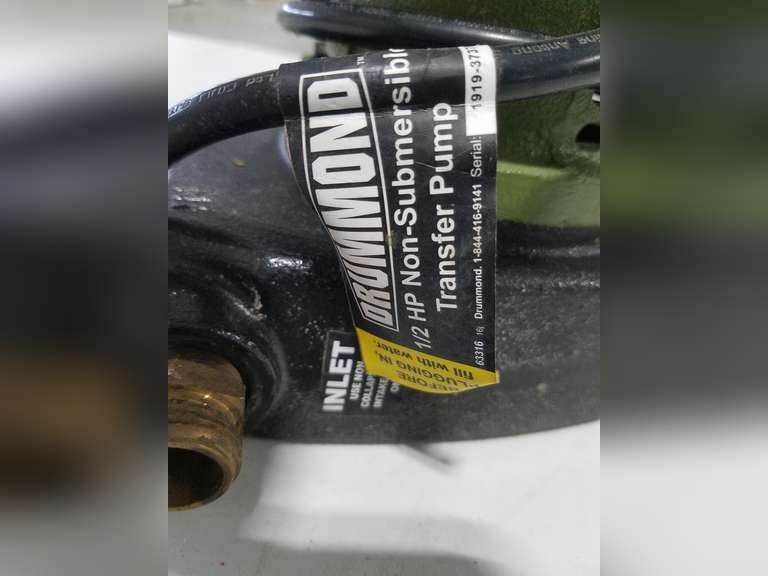 Drummond 1/2 HP Sump Pump Adam Marshall Land & Auction, LLC