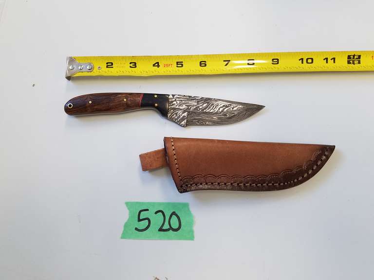 Damascus Steel Knife With Custom Handle and Sheath Adam Marshall Land