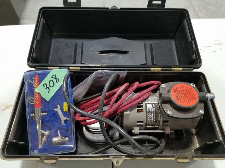 Badger AirBrush Diaphragm Compressor W/Paasche Airbrush, Hose, and Case Adam Marshall Land