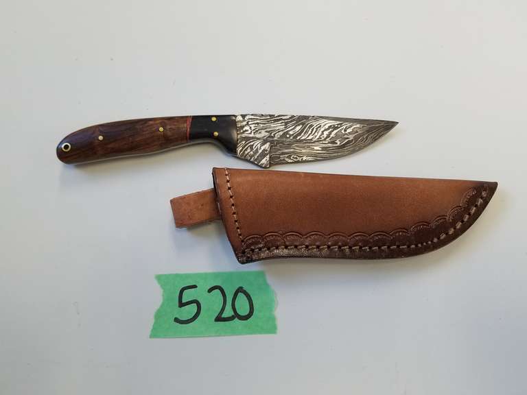 Damascus Steel Knife With Custom Handle and Sheath Adam Marshall Land