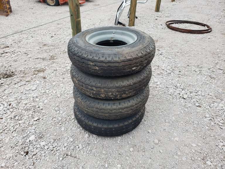 (4) Trailer House Axle Tires & Rims Adam Marshall Land & Auction, LLC
