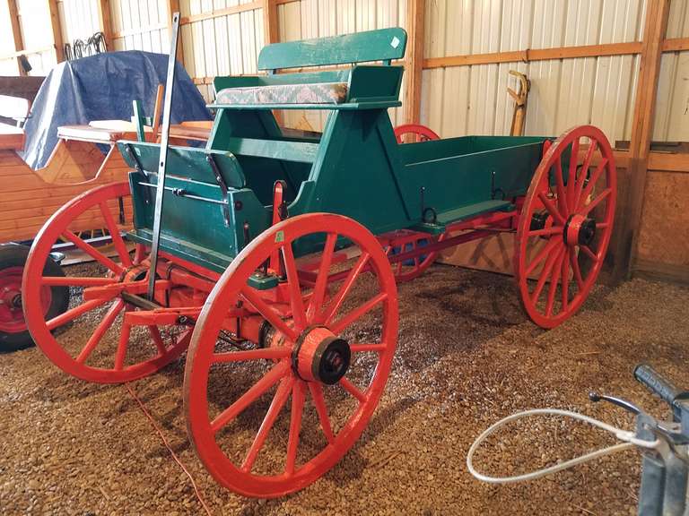 Restored Lumber Wagon 54" Rear Wheels, 44" Front Wheels, Tongue, Box