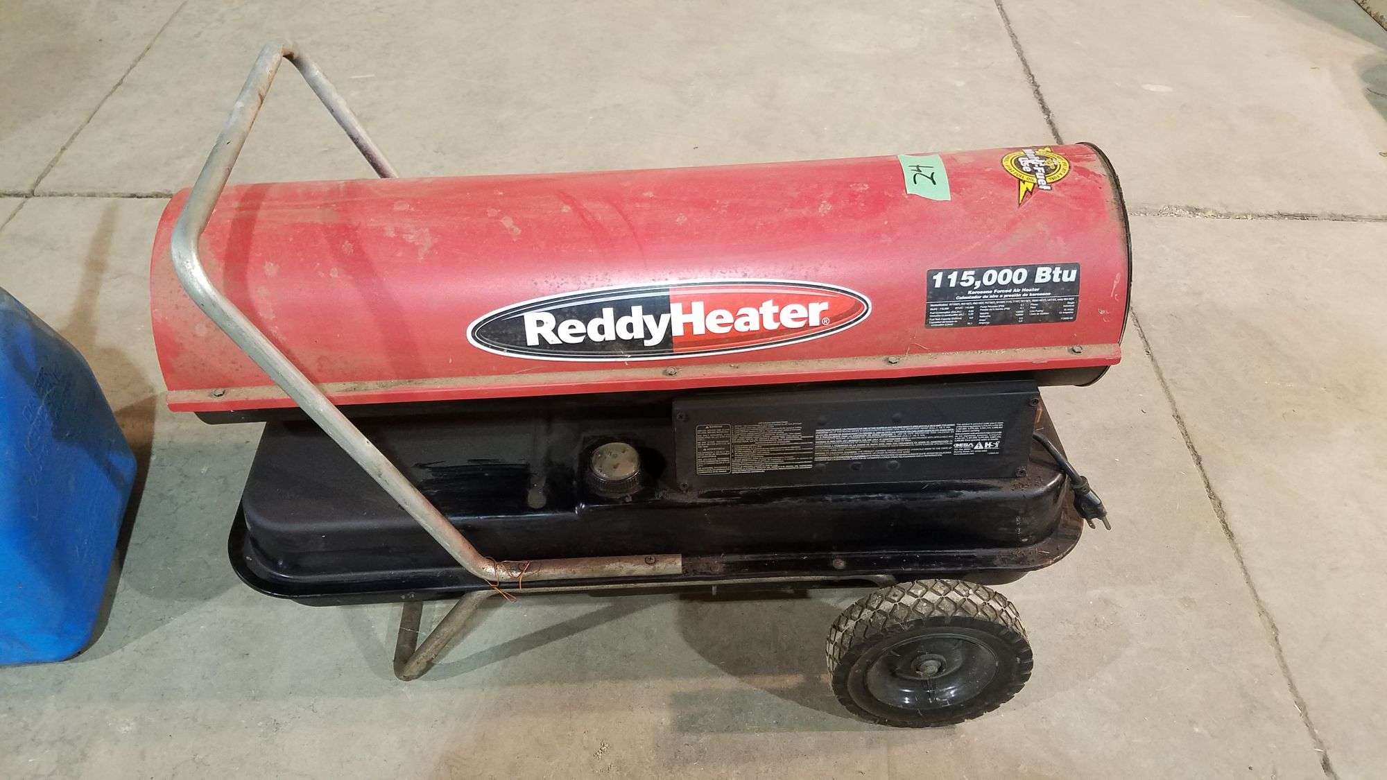 Reddy Heater 115,000 BTU Shop Heater, Multi Fuel,W/ Approx 1.5 Gal Kerosene  - Adam Marshall Land u0026 Auction, LLC