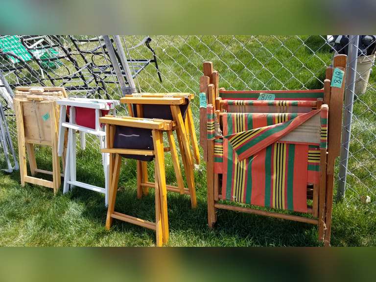 Wooden Folding Chairs and tables Adam Marshall Land & Auction, LLC