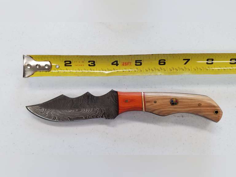 Damascus Steel Knife With Custom Handle and Sheath Adam Marshall Land