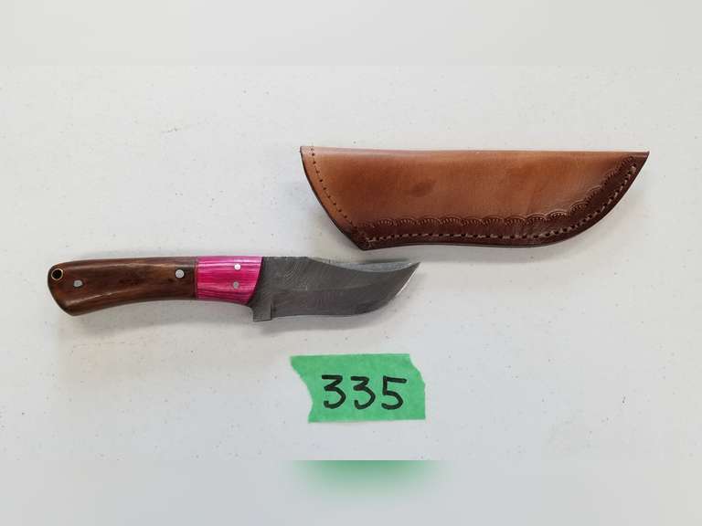 Damascus Steel Knife With Custom Handle and Sheath Adam Marshall Land