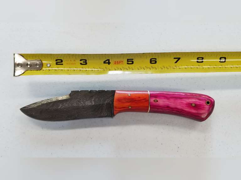 Damascus Steel Knife With Custom Handle and Sheath Adam Marshall Land