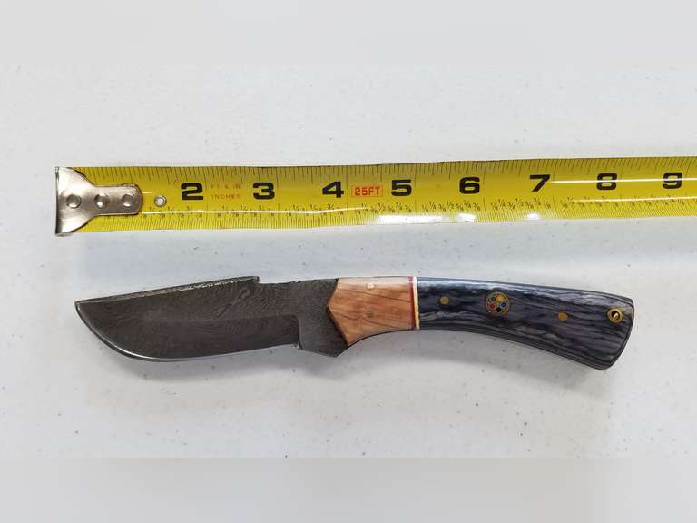 Damascus Steel Knife With Custom Handle and Sheath Adam Marshall Land