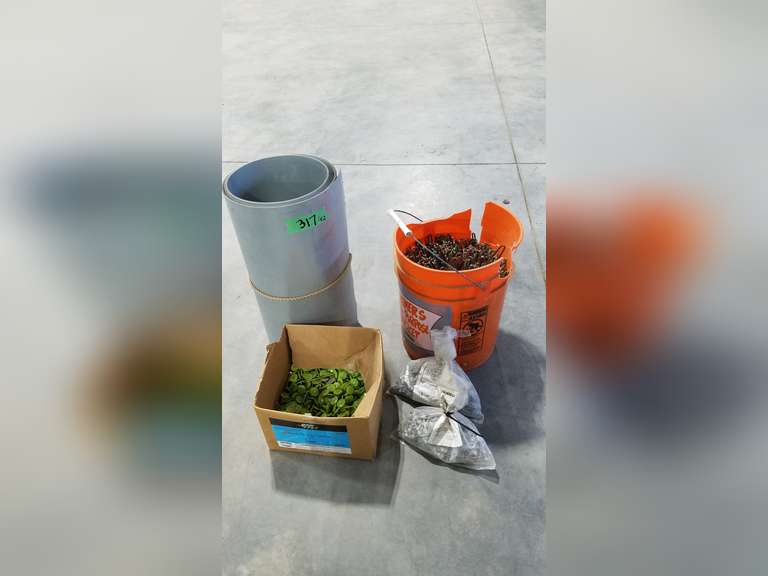 Misc Roll of Metal Sheeting 20"W, Self Tapping Screws, Plastic Cap