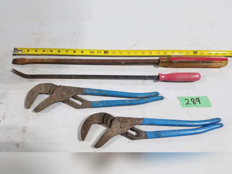 (2) Large Channel Lock Pliers, (2) Large Screwdrivers Adam Marshall Land & Auction, LLC