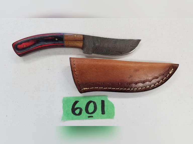 Damascus Steel Knife With Custom Handle and Sheath Adam Marshall Land