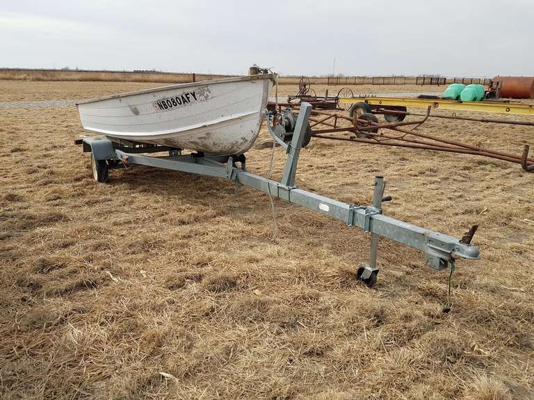 14FT V Bottom Boat with trailer Adam Marshall Land & Auction, LLC