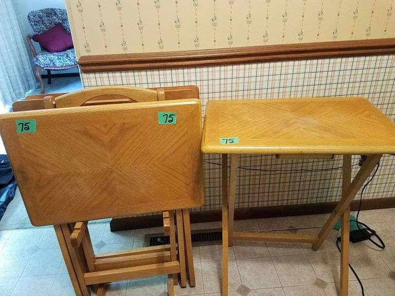 Heavy Wood TV Tray Set Adam Marshall Land & Auction, LLC