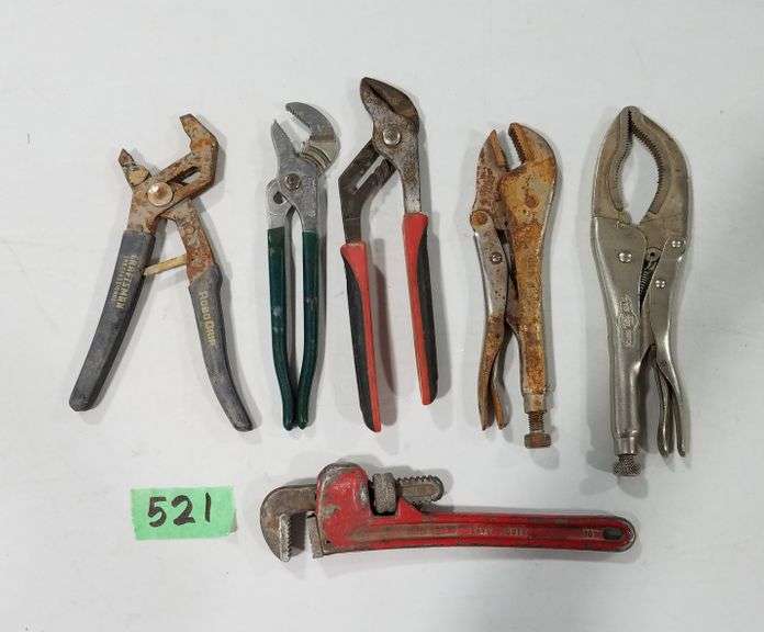 Assorted Locking Pliers, Pipe Wrench, Channellock Pliers Adam Marshall Land & Auction, LLC