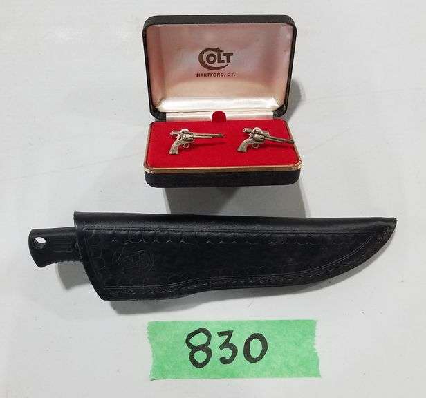 Colt Revolver Cufflinks And Smith & Wesson KnifeW/Sheath Adam