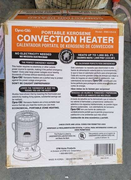 Dyna-Glo RMC-95-C4 portable kerosene convection heater - Adam Marshall Land  u0026 Auction, LLC