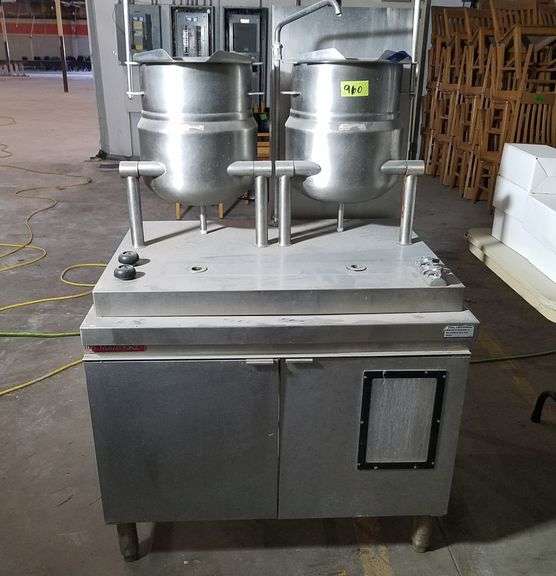 Crown Food Service Double Steam Kettle Station W/Manual Tilt Adam
