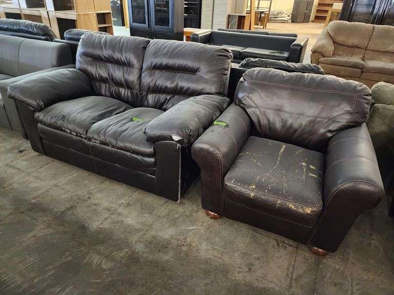 Love Seat and Chair Faux Leather Adam Marshall Land & Auction, LLC