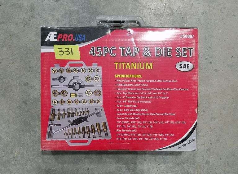ATE Pro USA Titanium SAE Tap & Die Set (45 Pc) NIB Adam Marshall