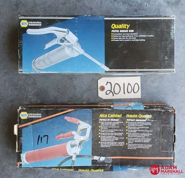 (2) Napa Pistol Grease Guns. NIB Adam Marshall Land & Auction, LLC