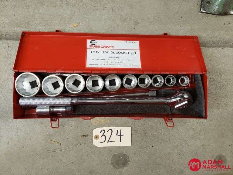 NAPA Evercraft 14 pc. 3/4" SAE Socket Set with storage box Adam