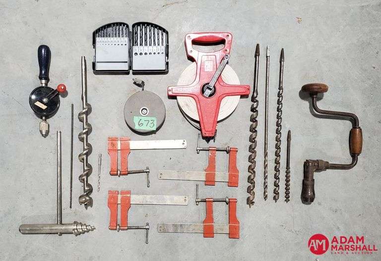 Assorted Drill Bits, Clamps, Measuring Tapes, Etc Adam Marshall