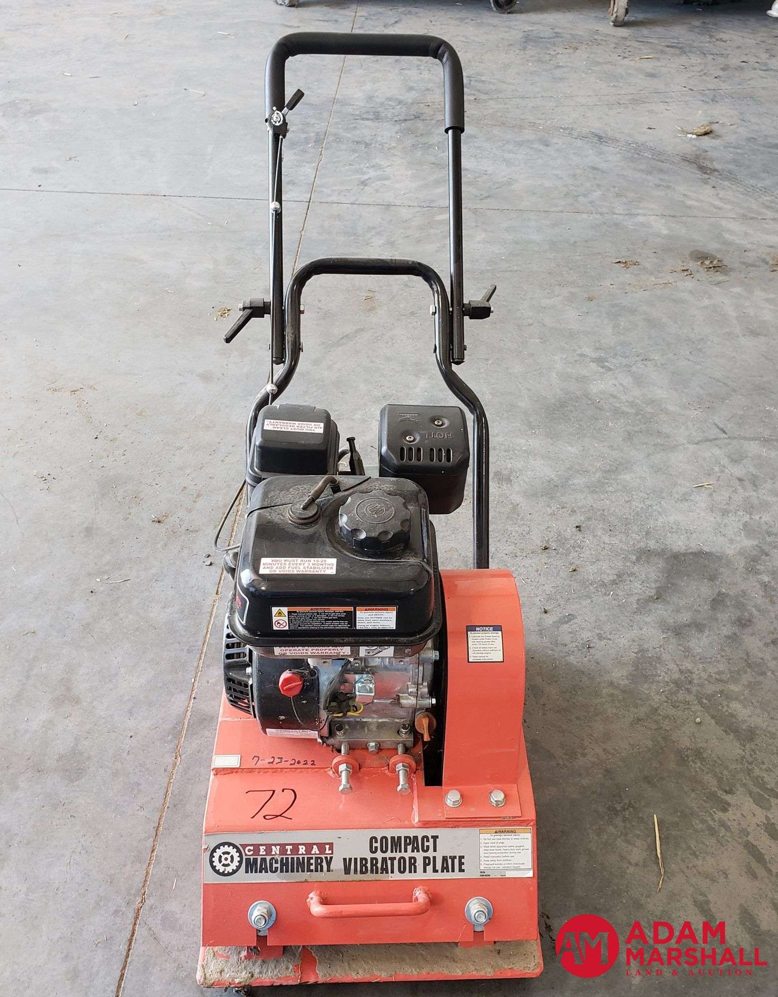 Central Machinery Compact Vibrator Plate 16x22, 179cc Gas Motor