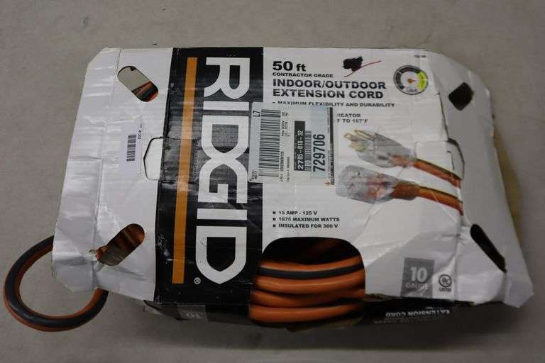 Ridgid 50 ft Indoor/Outdoor Extension Cord Matthews Auctioneers