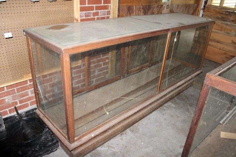Antique Display Case w/ Wavy Glass Matthews Auctioneers