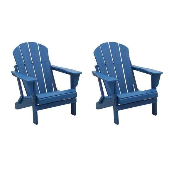 Set of 2 Folding Adirondack Chair Navy Blue Matthews Auctioneers