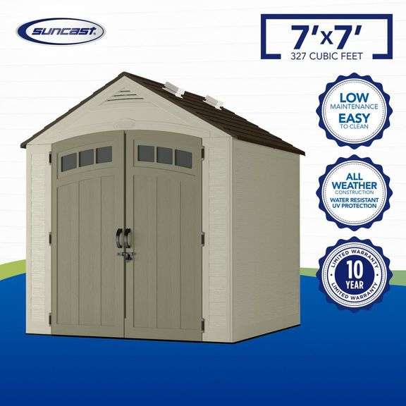 Suncast Vista 7x7 Storage Shed Matthews Auctioneers