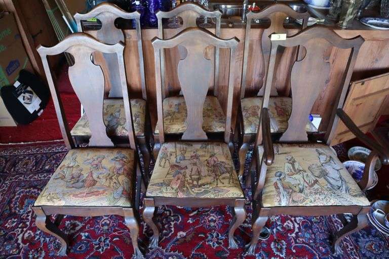 6 Antique Claw Foot Dining Chairs - Matthews Auctioneers