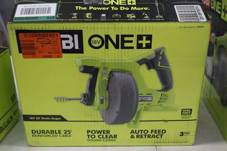 Ryobi 18V 25' Drain Auger (Tool Only) Matthews Auctioneers