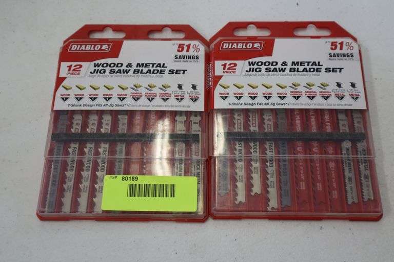 (2) Diablo 12 pc wood and metal jig saw blade set Matthews Auctioneers