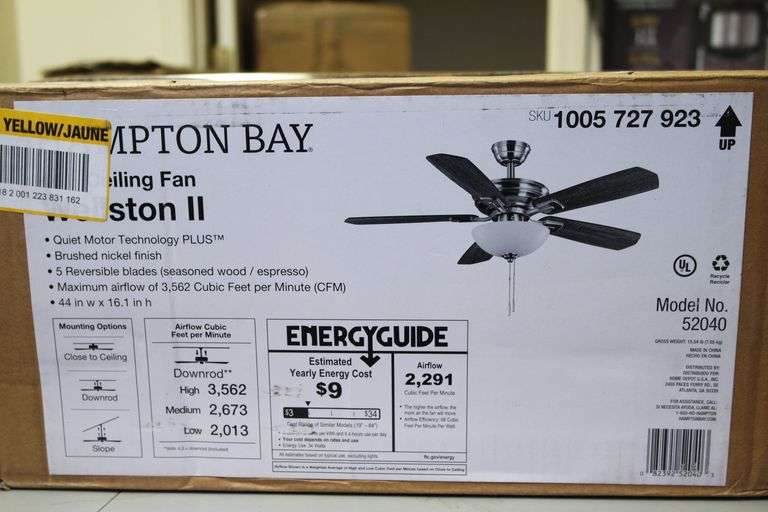 Wellston II 44 in. Indoor LED Brushed Nickel Dry Rated Downrod Ceiling Fan with Light Kit and 5