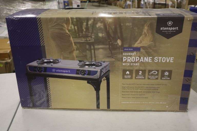 Stansport Two Burner Steel Stove with stand Matthews Auctioneers