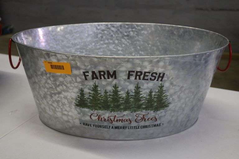 Farm Fresh Christmas Tree Galvanized Bucket Matthews Auctioneers
