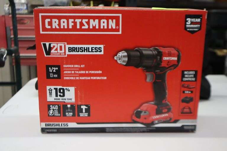 Craftsman V20 Brushless 1/2" Hammer Drill Kit Matthews Auctioneers
