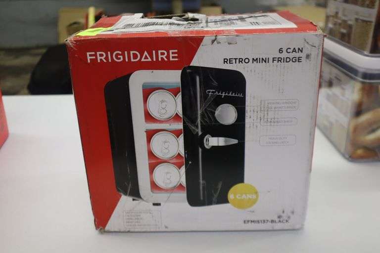 Frigidaire 6 can mini fridge Matthews Auctioneers