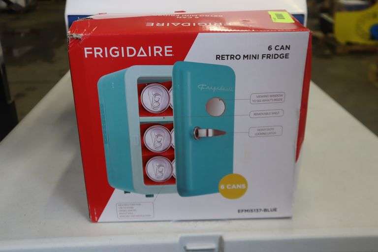 Frigidaire 6 can mini fridge Matthews Auctioneers